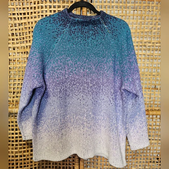Coldwater Creak Blue and Purple Gradient Sweater - Picture 1 of 3